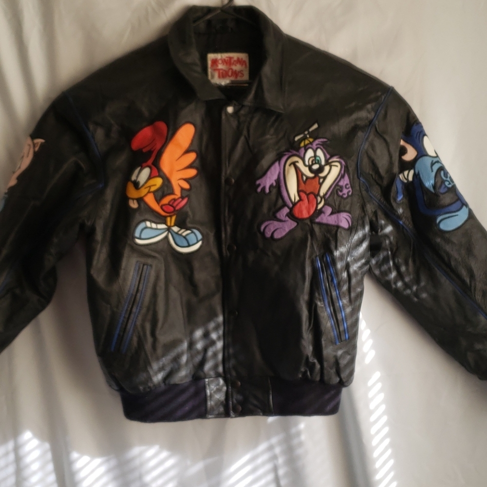 Tiny Toon Adventure Rare 90s Leather Jacket Sz. L